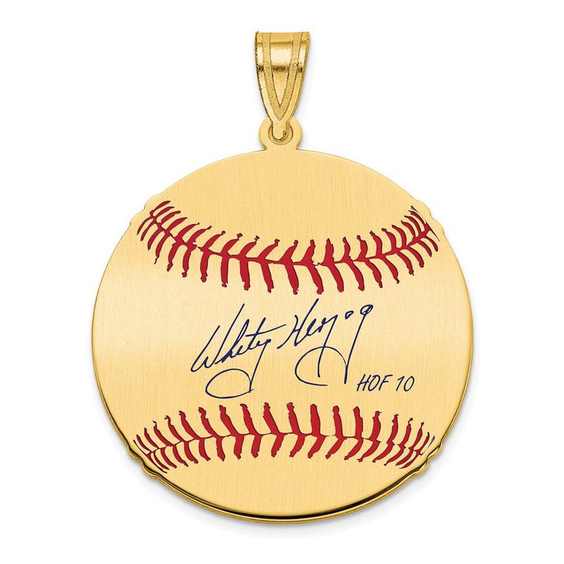 14k Gold Plated Whitey Herzog Signature Md Enamel Baseball Pendant